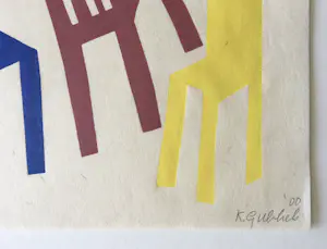 Klaas Gubbels - houtdruk ‘Stilleven met drie stoelen ’ - 2000 - oplage 30 kopen? Bied vanaf 350!