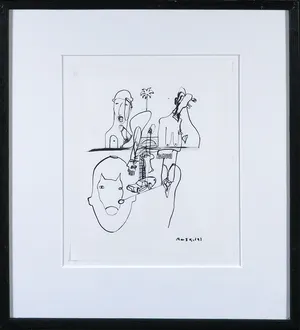 Rachid Ben Ali - Inkttekening, Zonder titel - Ingelijst kopen? Bied vanaf 1!