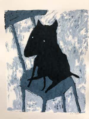 Peter Bastiaanssen - Hondje op stoel ZW II verkocht voor € 45!