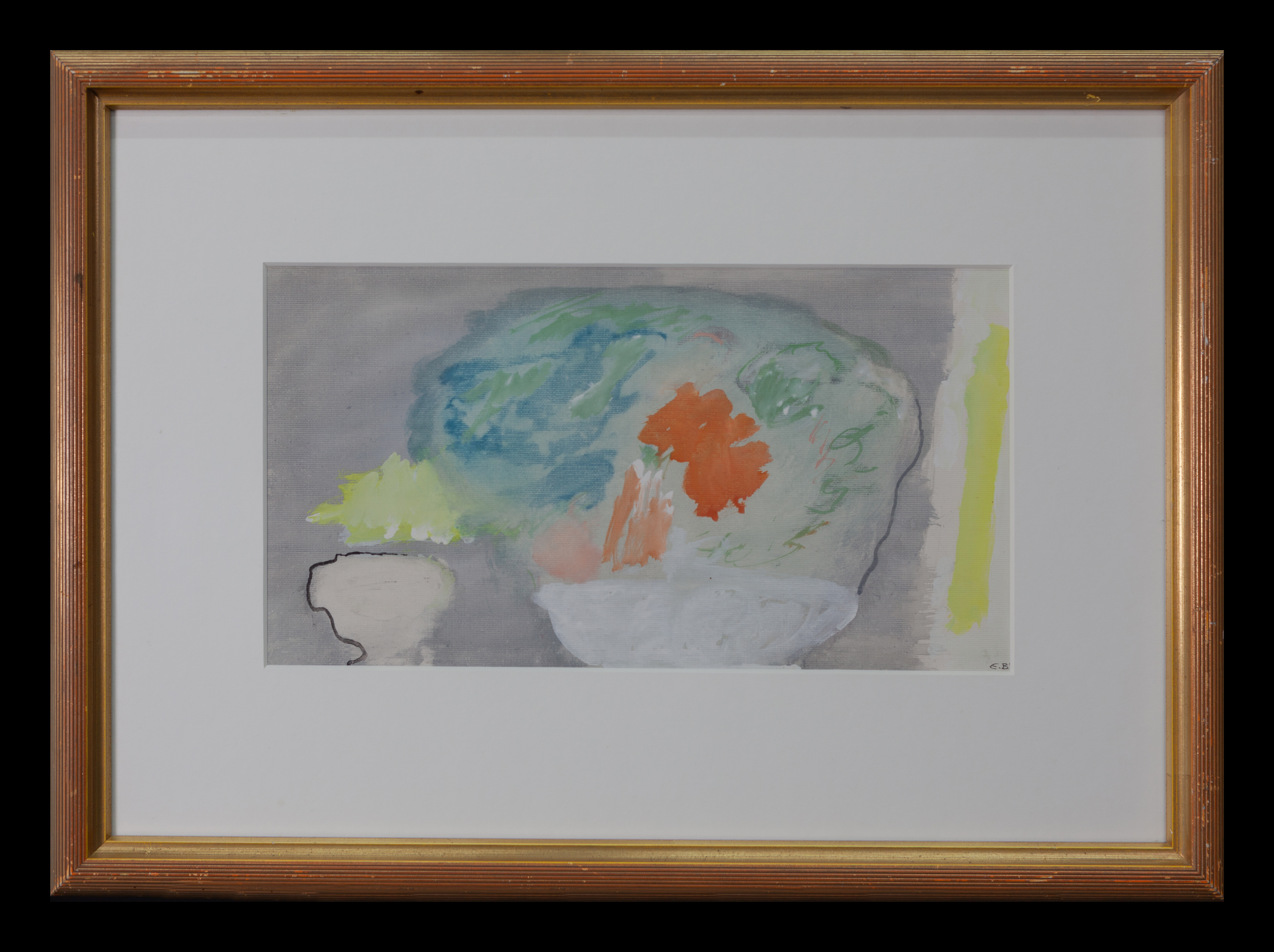 Buy Eugène Brands - Ingelijste gouache: Witte schaal met bloemen - 1979? Bid from 1195!