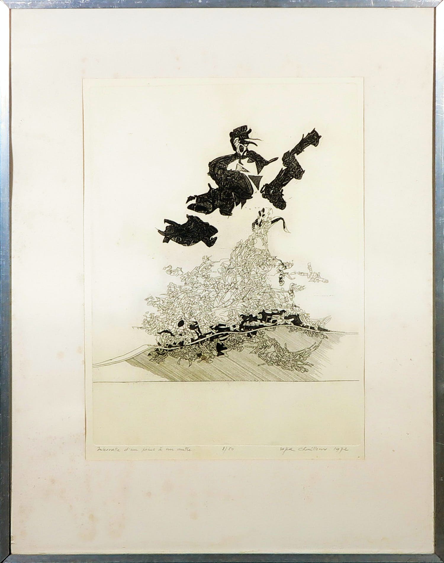 Roger Chailloux - Ets, Intervalles d'un point et un autre - Ingelijst verkocht voor € 50!