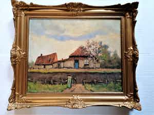 Adriaan Terhell - boerderij in landschap (gesigneerd Ch. Petit) verkocht voor € 125!