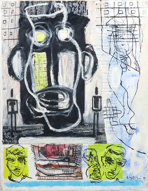 Rachid Ben Ali - Gemengde techniek op doek, Zonder titel kopen? Bied vanaf 250!