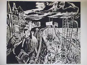 Karl Hubbuch - Kermis aan de promenade - Houtsnede verkauft für € 54!