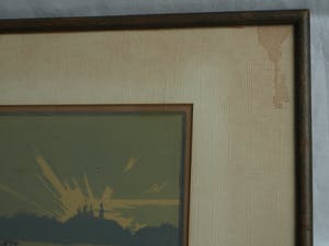 Niet of onleesbaar gesigneerd - Ingelijste litho, Man op vlot – 1921 kopen? Bied vanaf 10!