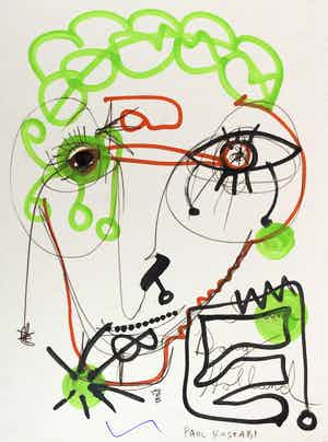 Paul Indrek Kostabi - "Doug Holland" - Uniek werk - Mixed media, acryl. verkocht voor € 425!