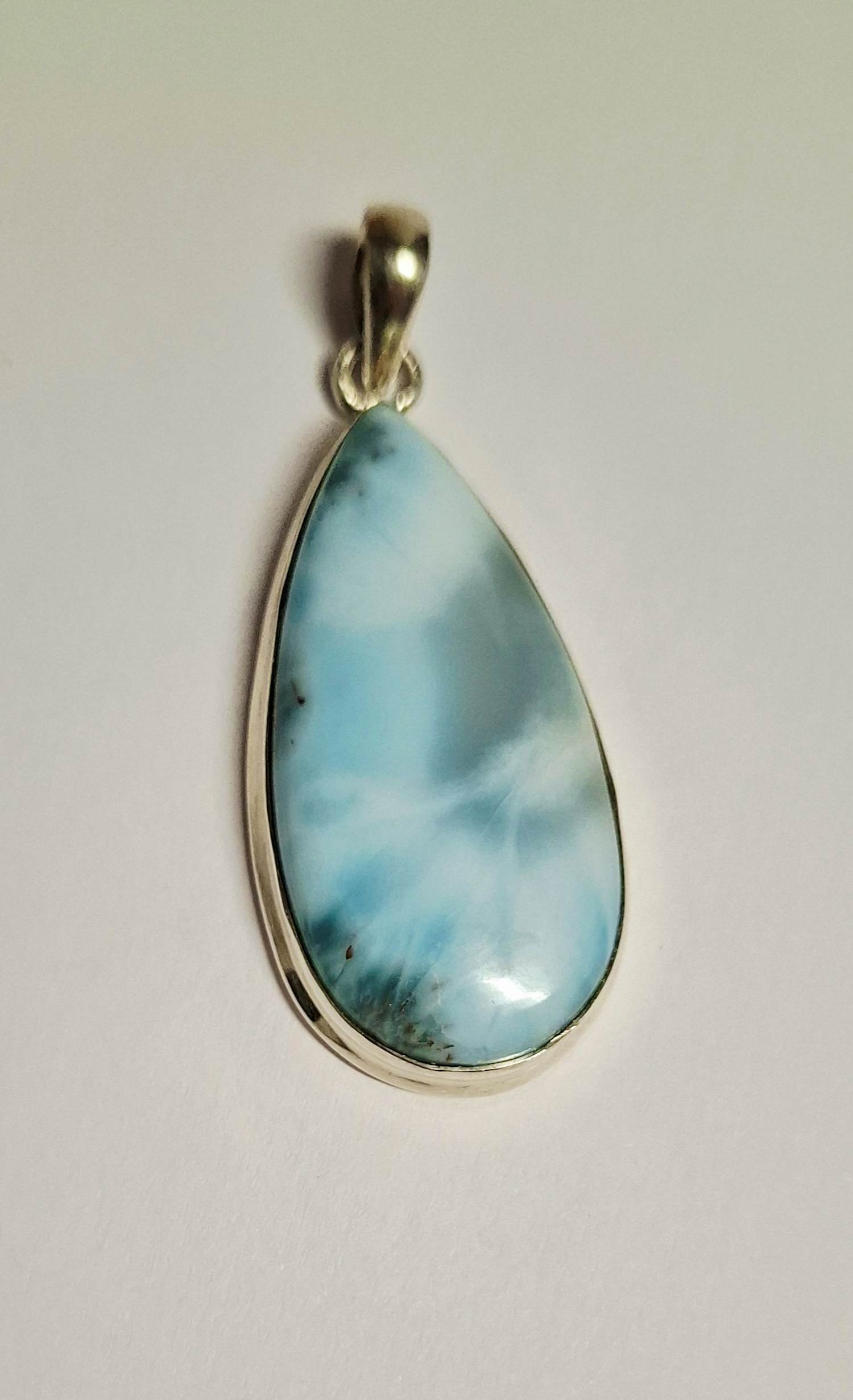 Nieuwe zilveren Hanger met druppel vormige Larimar kopen? Bied vanaf 65!