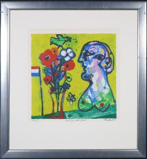 Hans Truijen - Zeefdruk, Bloemen voor Gea - Ingelijst kopen? Bied vanaf 1!
