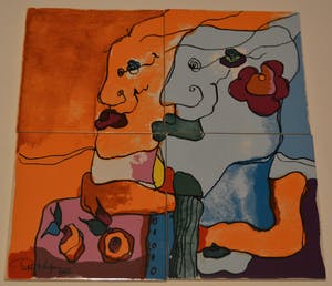 Patty Harpenau - Tegeltableau; man en vrouw. kopen? Bied vanaf 50!