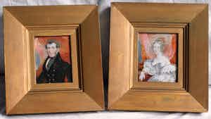 Sarah Wright Biffin - 2 Mondgeschilderde ingelijste miniatuurportretten uit 1835 verkocht voor € 1000!