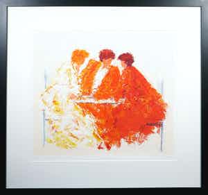 Wil Willemsen - Zeefdruk, Les Amis - Ingelijst verkocht voor € 50!