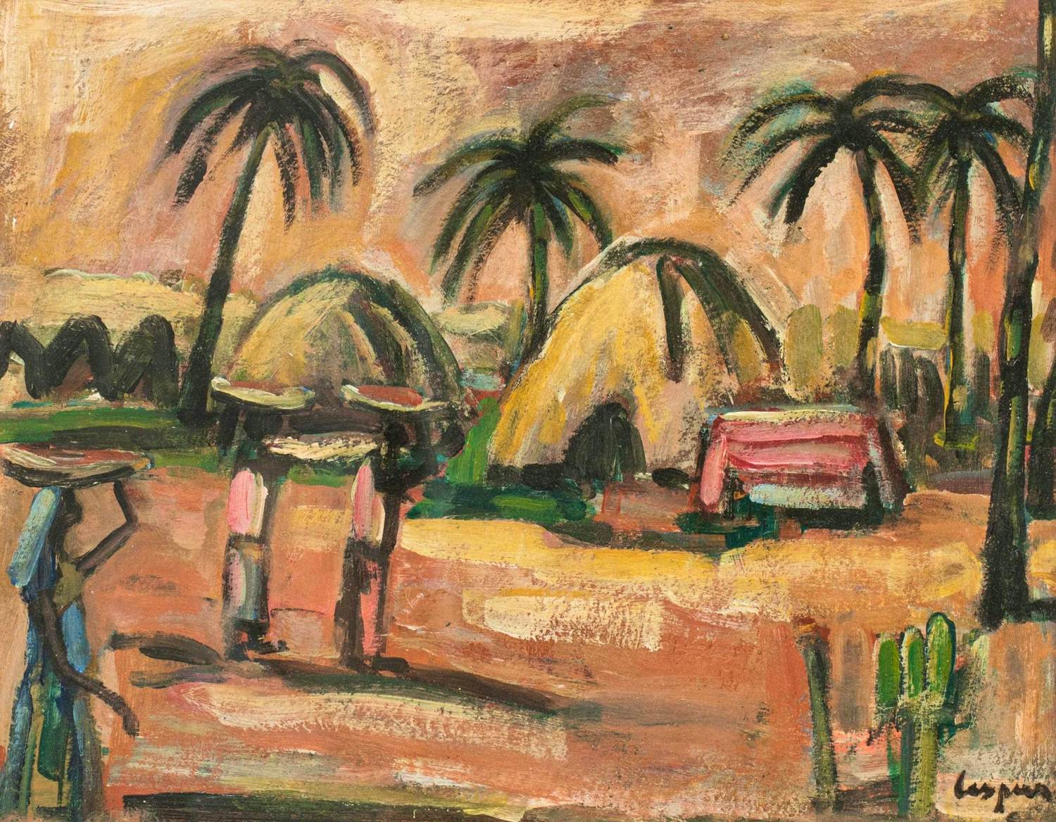 Floris Jespers - African ladies in a landscape (origineel werk) verkocht voor € 775!