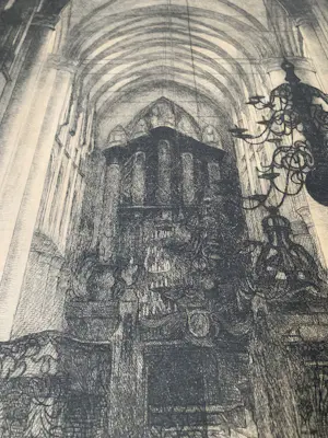Antoon Derkzen van Angeren - Grote Kerk Dordrecht - grote litho - proef kopen? Bied vanaf 70!