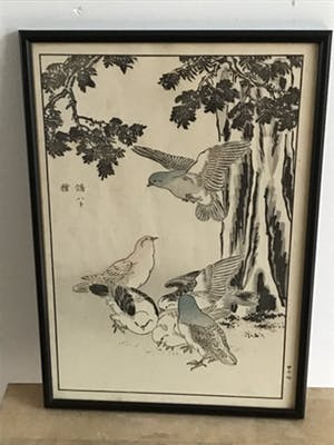 Niet of onleesbaar gesigneerd - Twee Chinese schilderijen met vogels kopen? Bied vanaf 10!