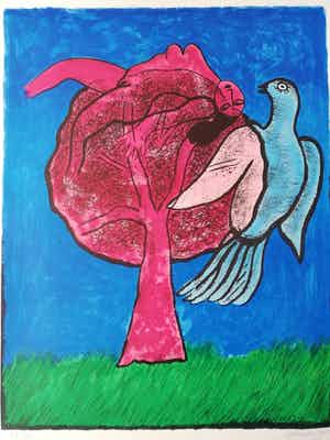 Corneille - Oiseau rouge verkocht voor € 240!