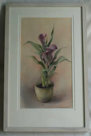 Niet of onleesbaar gesigneerd - Ingelijste aquarel , Bloemstilleven – onduidelijke signatuur… kopen? Bied vanaf 1!