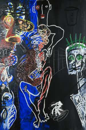 Rachid Ben Ali - Acryl op doek, Zonder titel (Groot) verkocht voor € 400!