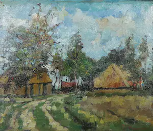 Jan van Vuuren - Olieverf op doek, Boerderijen - Ingelijst kopen? Bied vanaf 1!