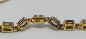 Zilveren (925) vergulde Collier met 7 Amethisten, 46 cm lang kopen? Bied vanaf 55!