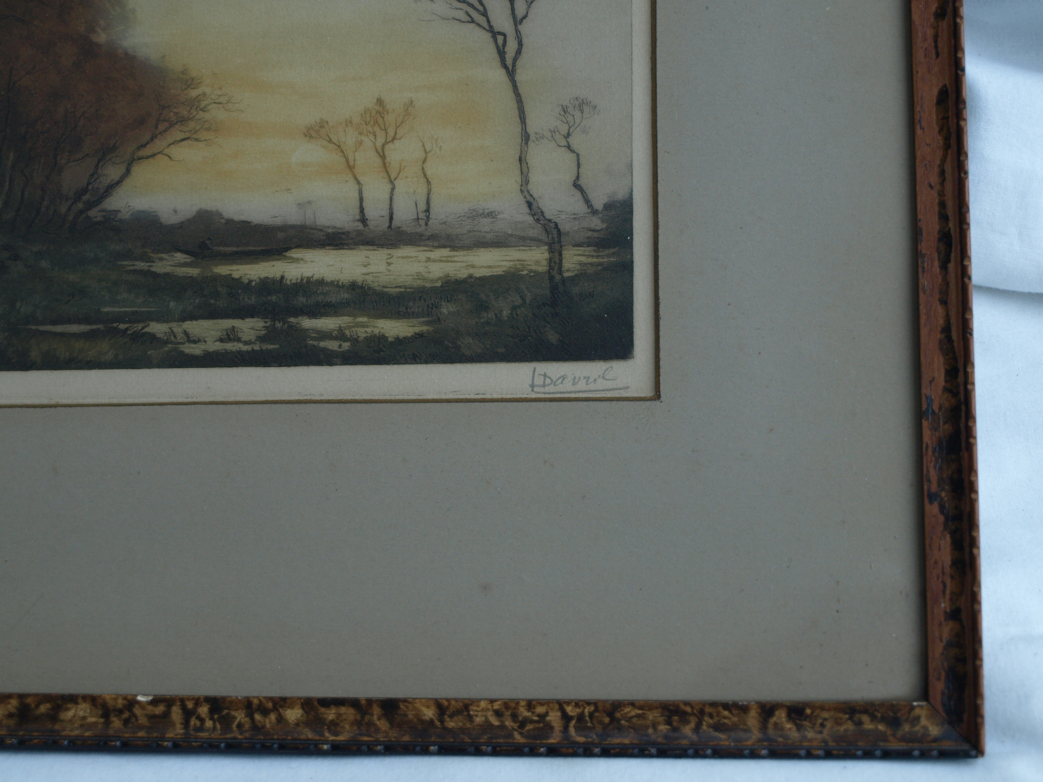 Niet of onleesbaar gesigneerd - Ets , Landschap – gesigneerd en ingelijst kopen? Bied vanaf 1!