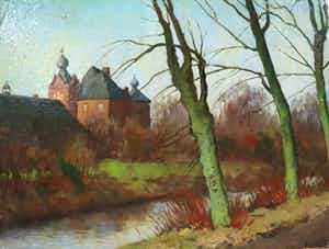 Petrus Marinus van Walcheren - Gezicht op kasteel Doorwerth verkocht voor € 140!