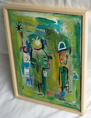 Jasper Banen - Acrylverf op doek , ingelijst , “De verhalenverteller” – 2006 kopen? Bied vanaf 85!