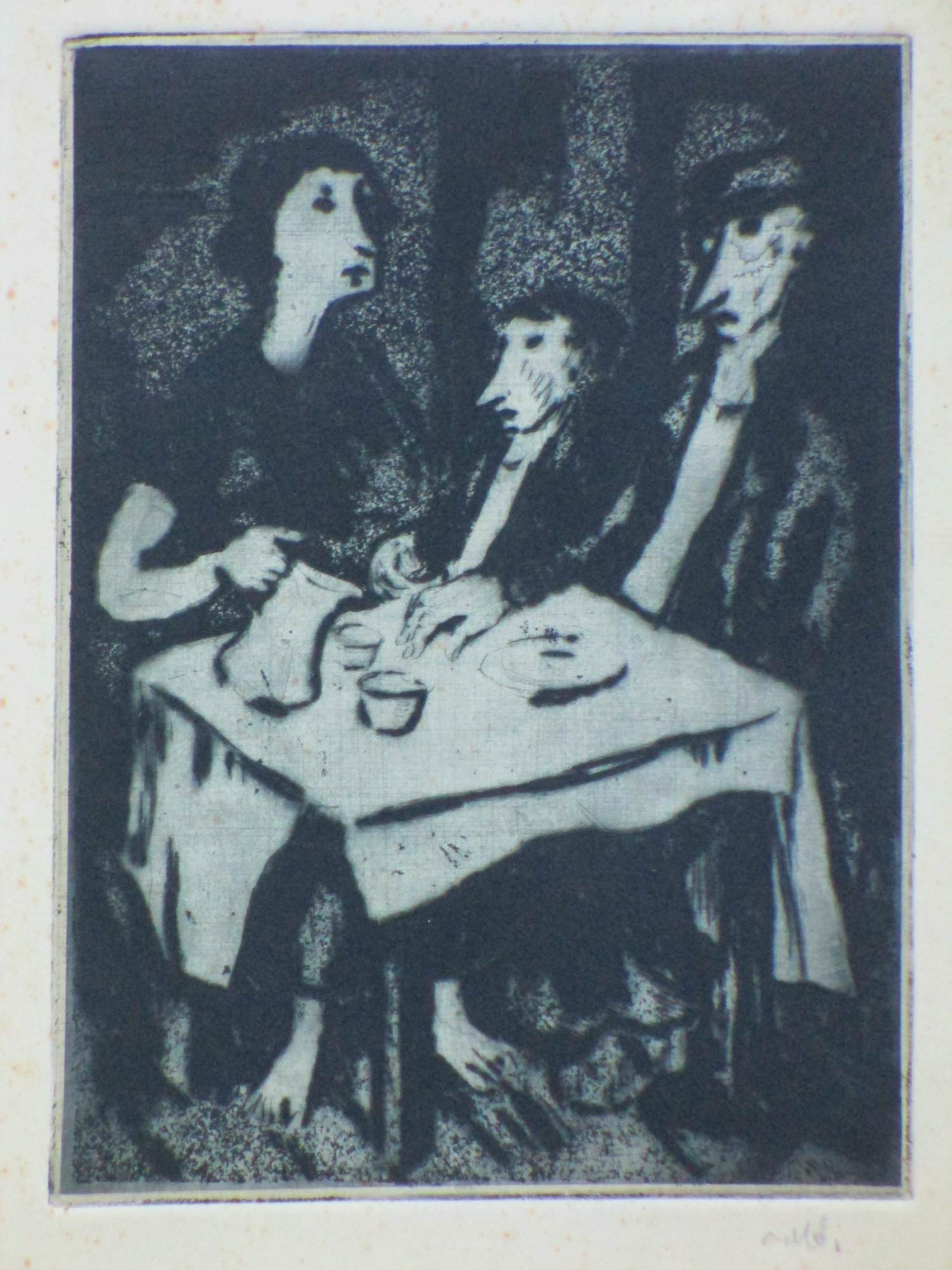 Theo van der Horst - In het koffiehuis - Ets verkocht voor € 35!