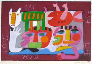 Wouter Stips - Zeefdruk, Love Cat Fish Life You verkocht voor € 50!