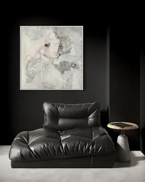 Robert Detheux - Die Verrückte mit der Fliege – Großes surrealistisches Traumgemälde von 1979 – 90 x 90 cm kopen? Bied vanaf 950!
