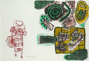 Corneille - Litho, Zonder titel, uit Femme de Nuit et d'Aube - Ingelijst kopen? Bied vanaf 200!
