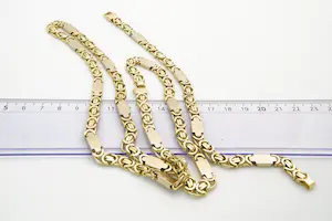 50 - Massieve SET 18 Krt  bi-color gouden (collier & armband) -  konings schakel kopen? Bied vanaf 5950!