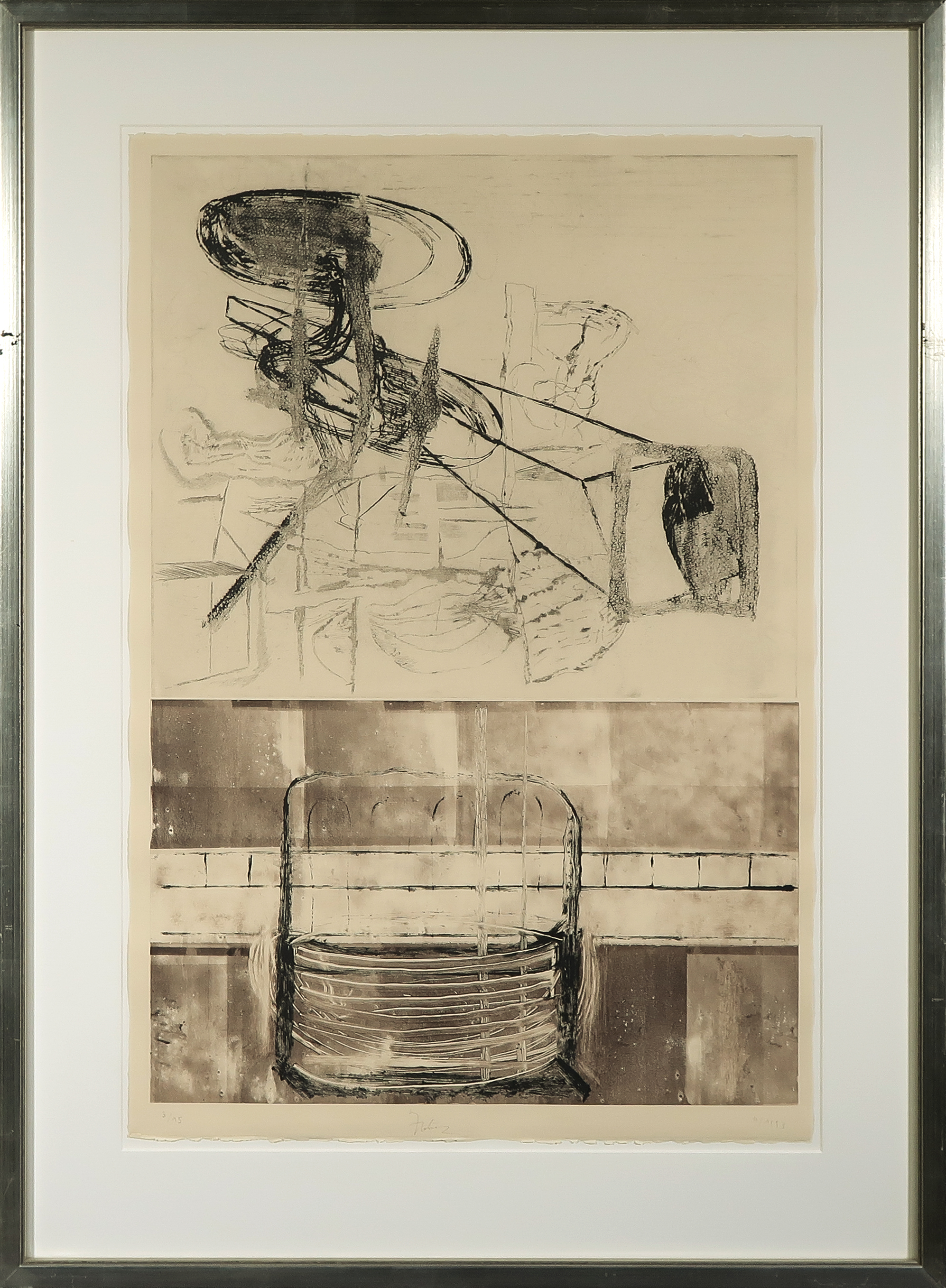 Miguel Ybanez - Ets, Zonder titel - Ingelijst (Groot) verkocht voor € 150!