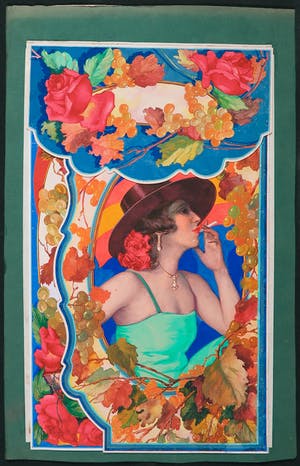 Niet of onleesbaar gesigneerd - Gouache en aquarel, Lot van twee ontwerptekeningen kopen? Bied vanaf 1!