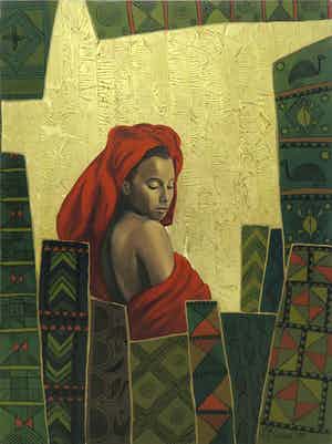 Valentin Bakardjiev - Gemengde techniek op doek, Nigeria verkocht voor € 80!