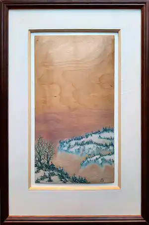 Ed Müller - Chinees aquarel op hout - INGELIJST - EM11 verkauft für € 35!