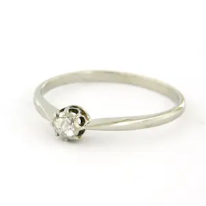 14k witgouden ring met roos geslepen diamant tot. 0.10ct kopen? Bied vanaf 130!