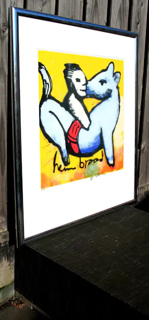 Herman Brood - Grote versie ingelijste zeefdruk: "Horse Power" (nette zilverkleurige lijst!) kopen? Bied vanaf 575!