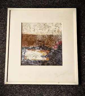 Henri Plaat - Fraaie gelaagde gemengde techniek Collage - zonder titel - netjes ingelijst kopen? Bied vanaf 70!