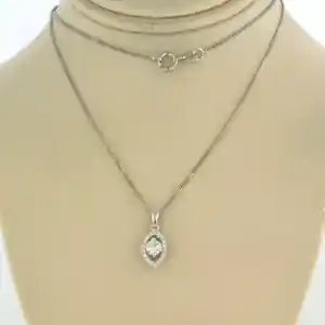 Buy 14k wit gouden collier en hanger met briljant geslepen diamant tot. 0.26 ct? Bid from 400!