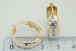 76 - Een paar stijlvolle 14krt bicolor-gouden dames oorclips kopen? Bied vanaf 160!