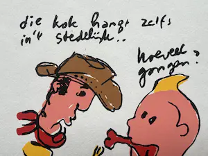Herman Brood - Kleurenzeefdruk, genummerde oplage | 'Die kok hangt zelfs in 't Stedelijk' |2000 kopen? Bied vanaf 1!