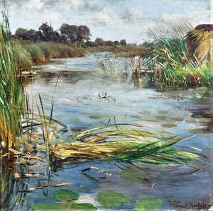 Willem Roelofs (jr.) - Gezicht op water met riet kopen? Bied vanaf 400!