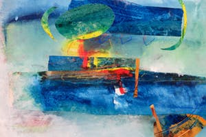 Ton van Kesteren - Gemengde techniek op papier, Abstracte compositie - Ingelijst kopen? Bied vanaf 35!