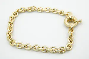 17 - Mooie 14 krt geel-gouden ronde of jasseron schakel armband - klein model kopen? Bied vanaf 380!
