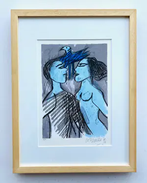 Corneille - Vogel met 2 personen - Ingelijst kaufen? Bieten Sie von 215!