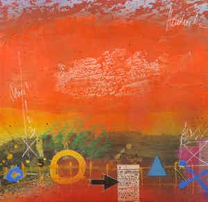 Theo Koster - Zeefdruk en collage op doek, Zonder titel (met ophangsysteem) verkocht voor € 35!