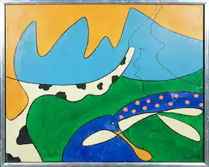 Jules Bekker - Acryl op doek, Face - Ingelijst verkocht voor € 82!