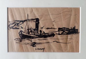 Jan van Anrooy - Sleepboot in de Haven - Tekening kopen? Bied vanaf 29!