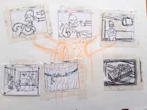 Matt Groening - origineel storyboard The Simpsons, ingelijst + certificaat verkocht voor € 99!