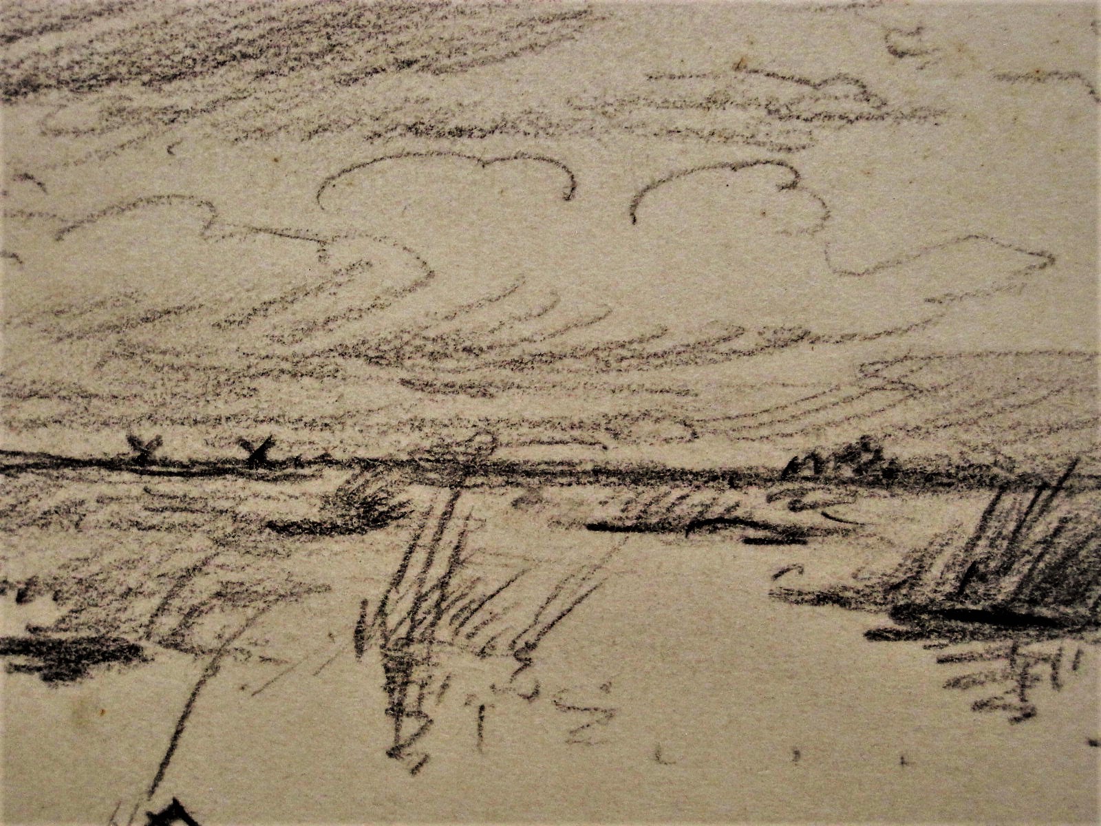 Willem Roelofs (jr.) - Mooie impressionistische tekening "Nieuwkoopse Plassen" gesigneerd kopen? Bied vanaf 1!